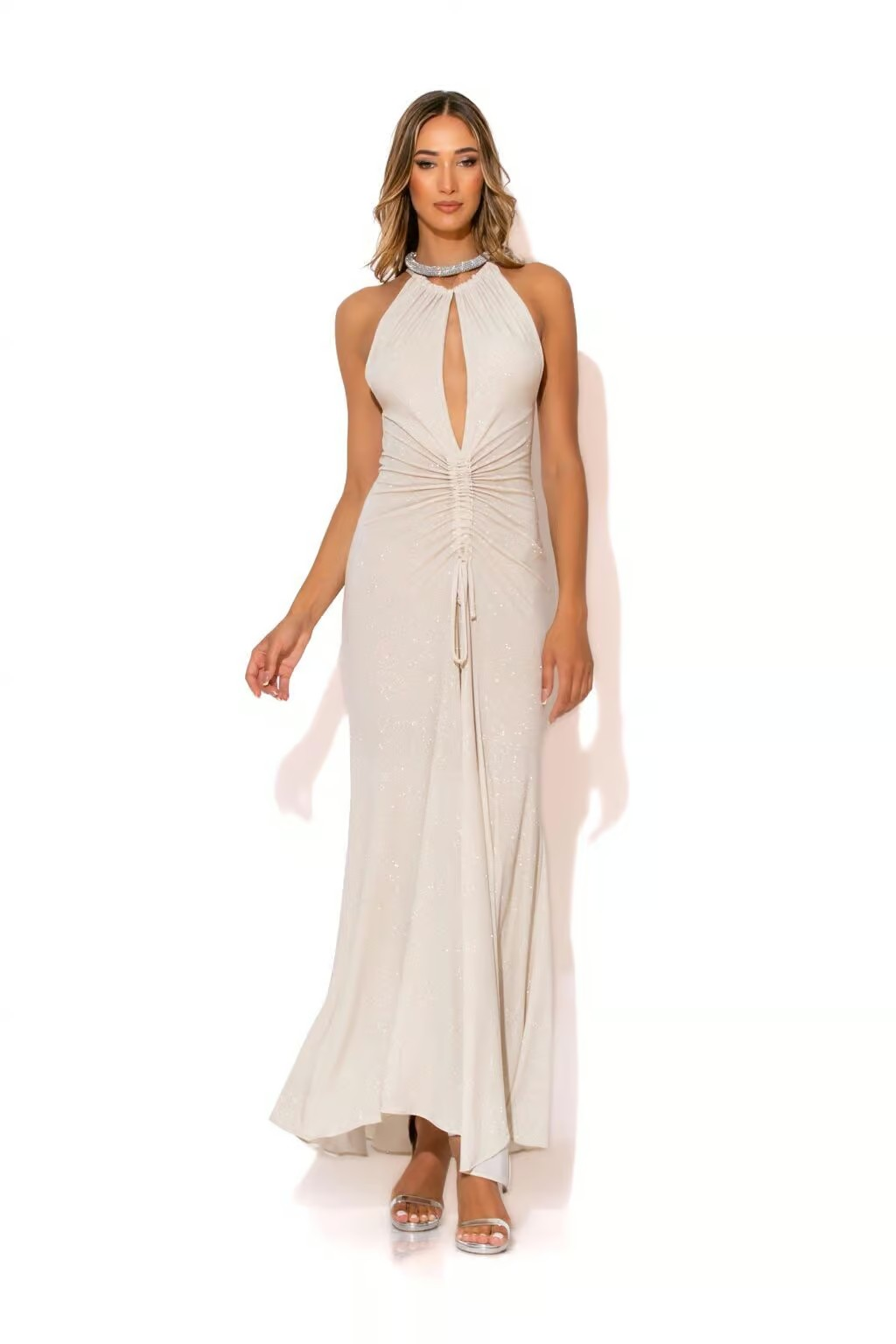 Mermaid Lurex Ruched Maxi dress