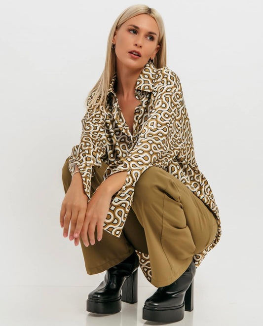 Πουκαμίσα satin printed oversized