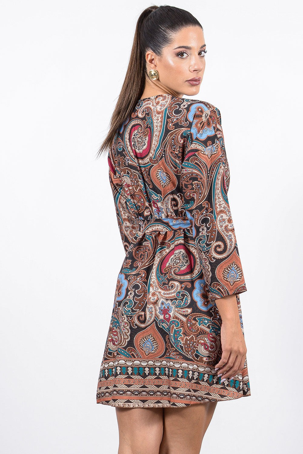 Φόρεμα mini crepe boho printed