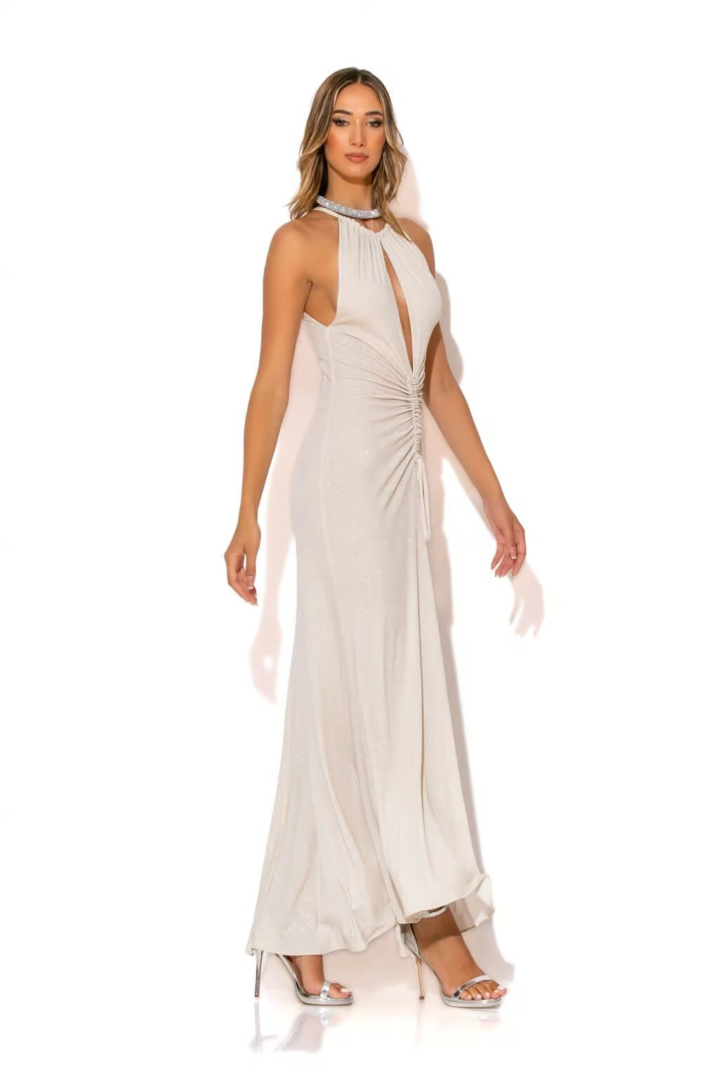 Mermaid Lurex Ruched Maxi dress