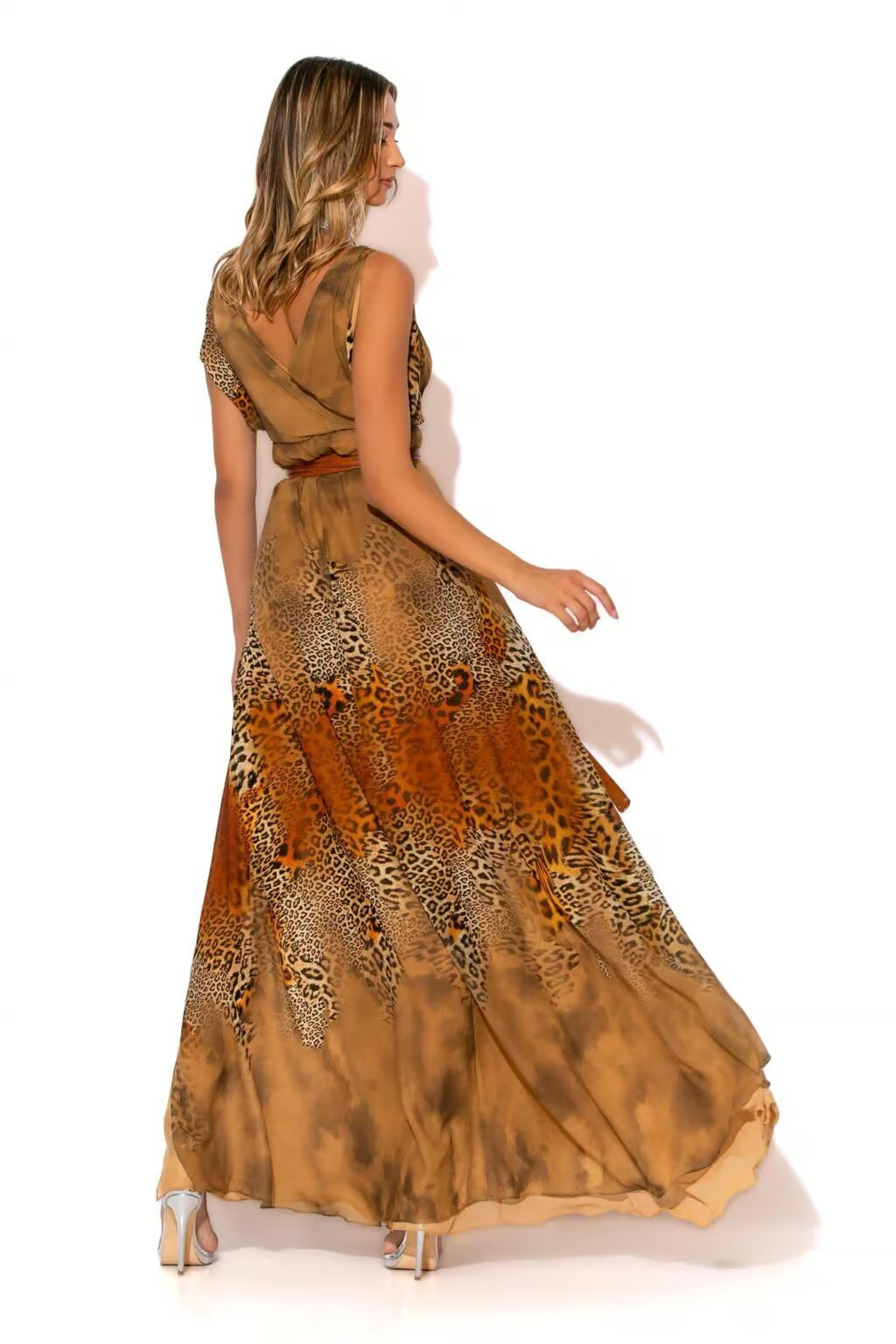 Leopard-print Chiffon long dress