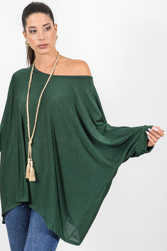 Μπλούζα oversized με boho κολιέ