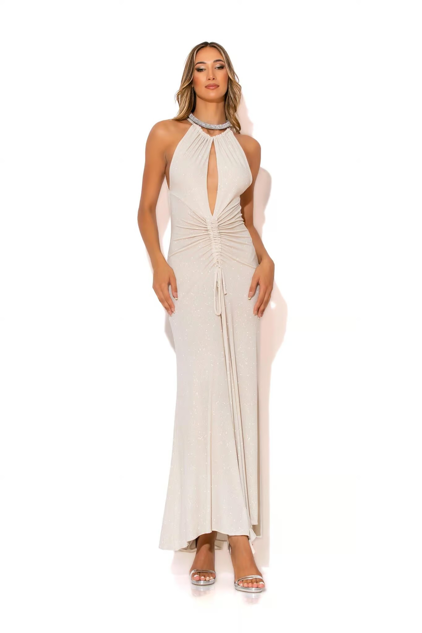 Mermaid Lurex Ruched Maxi dress