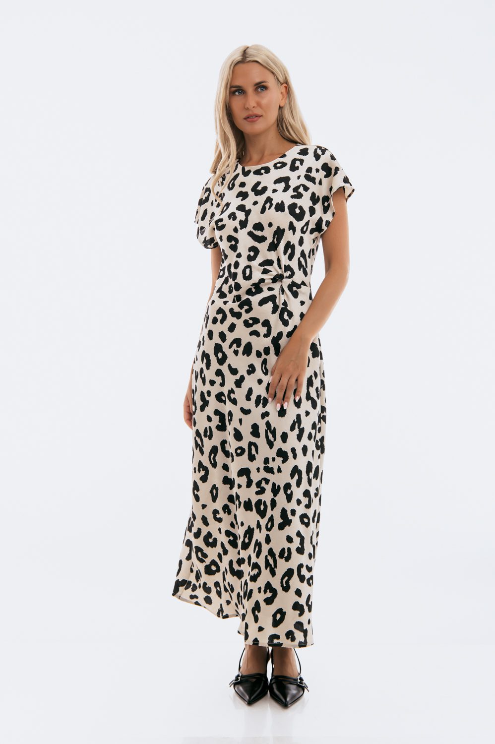 Φόρεμα midi/maxi satin animal printed detailed