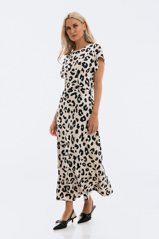 Φόρεμα midi/maxi satin animal printed detailed