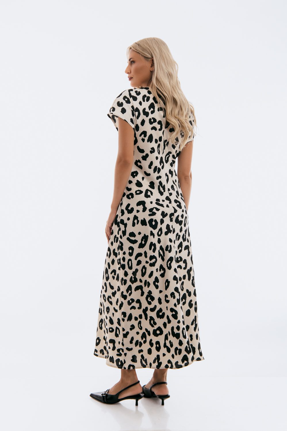 Φόρεμα midi/maxi satin animal printed detailed