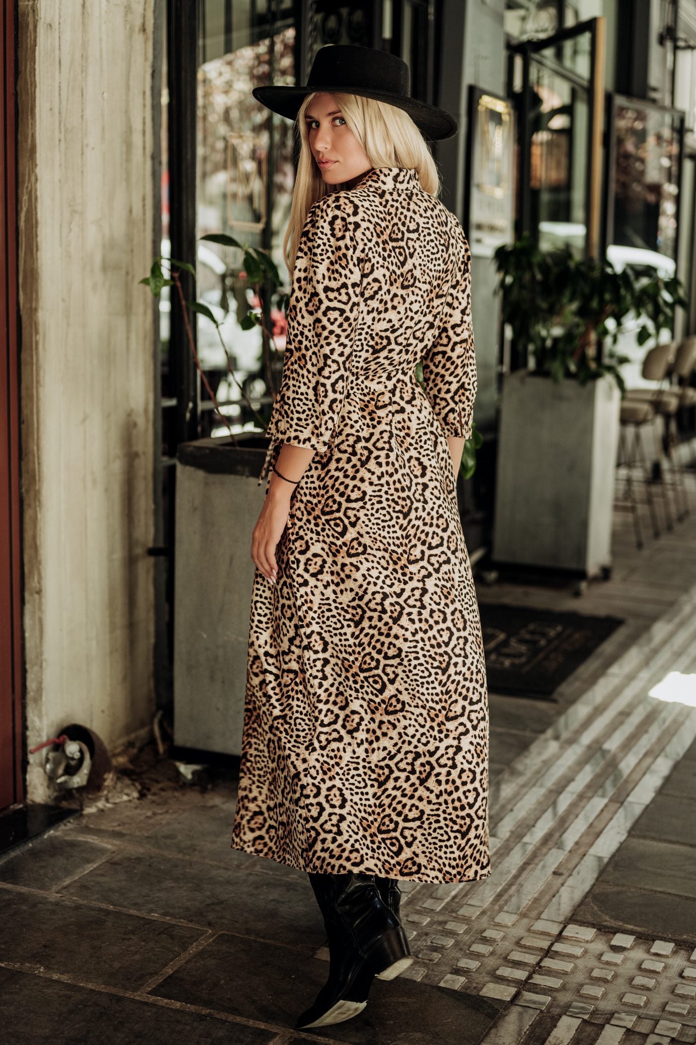 Φόρεμα maxi animal printed σεμιζιέ