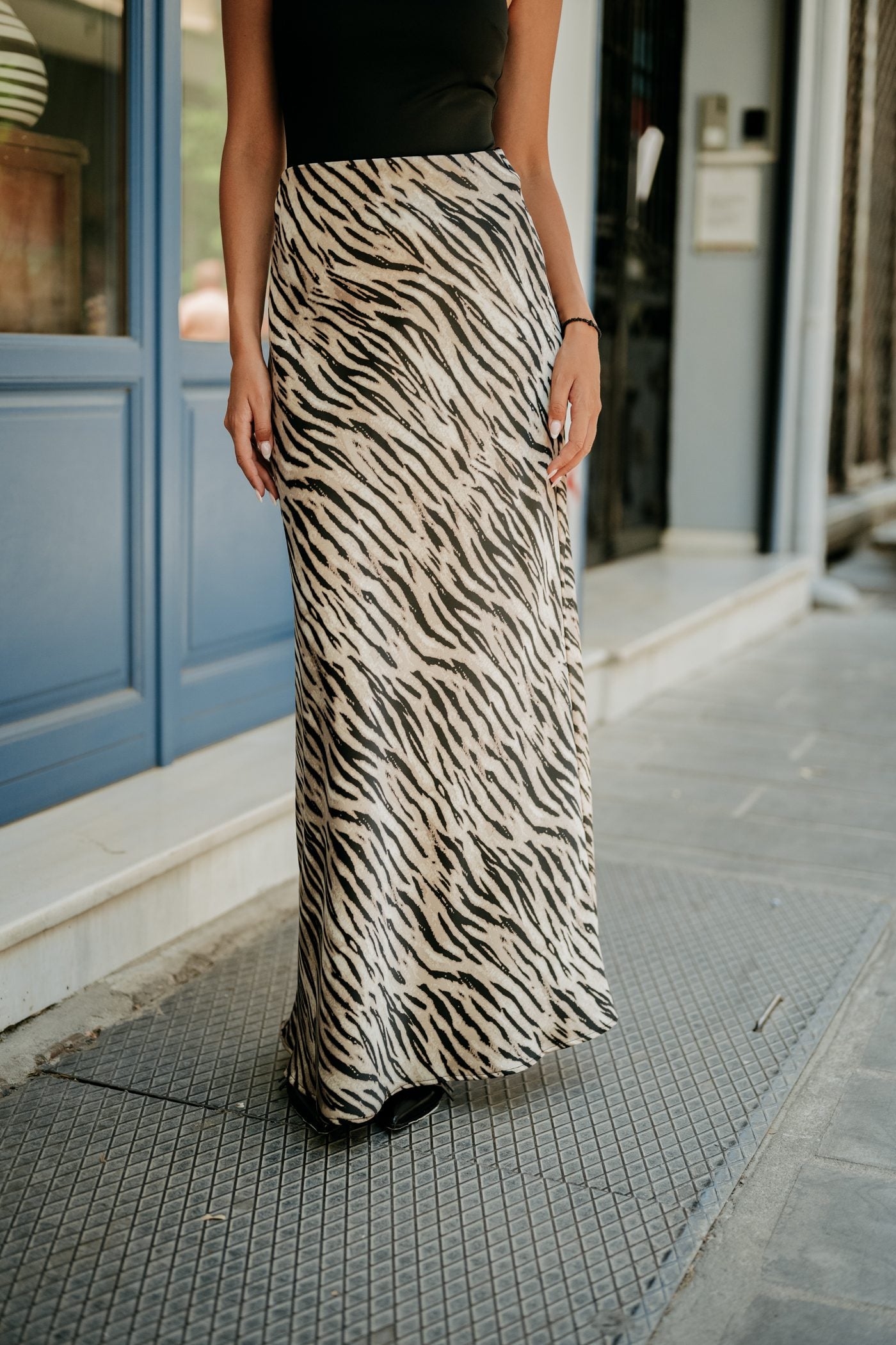 Φούστα maxi satin animal