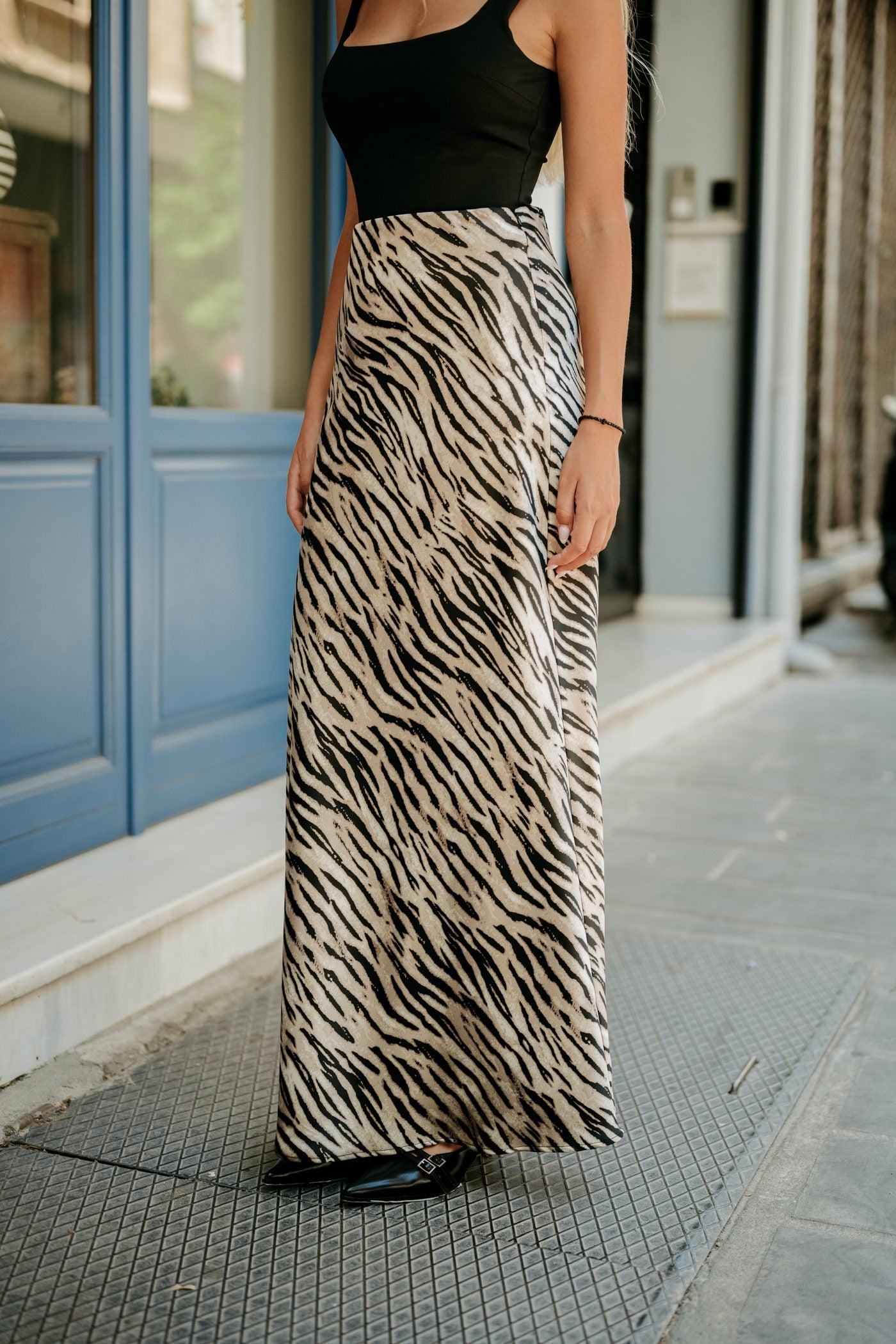 Φούστα maxi satin animal