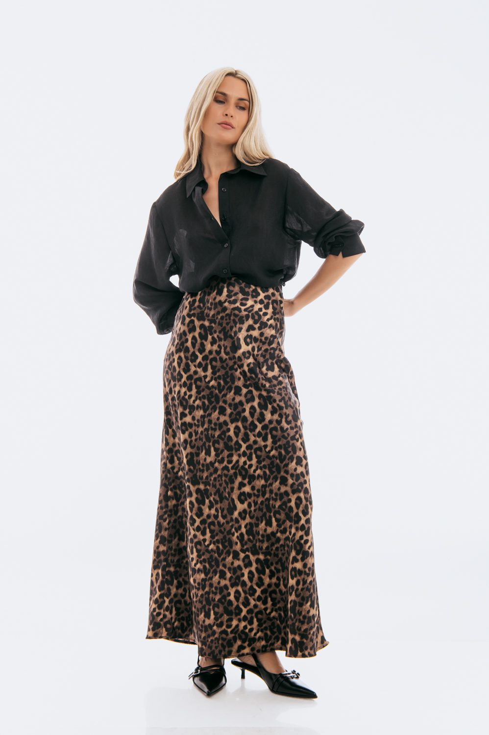 Φούστα maxi satin animal