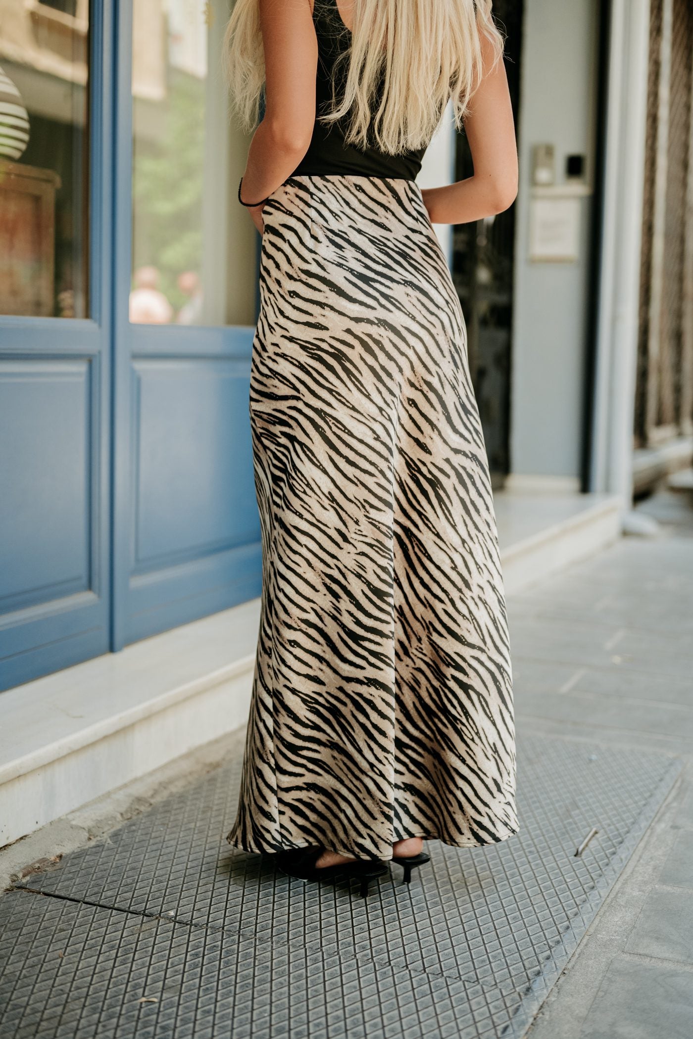 Φούστα maxi satin animal