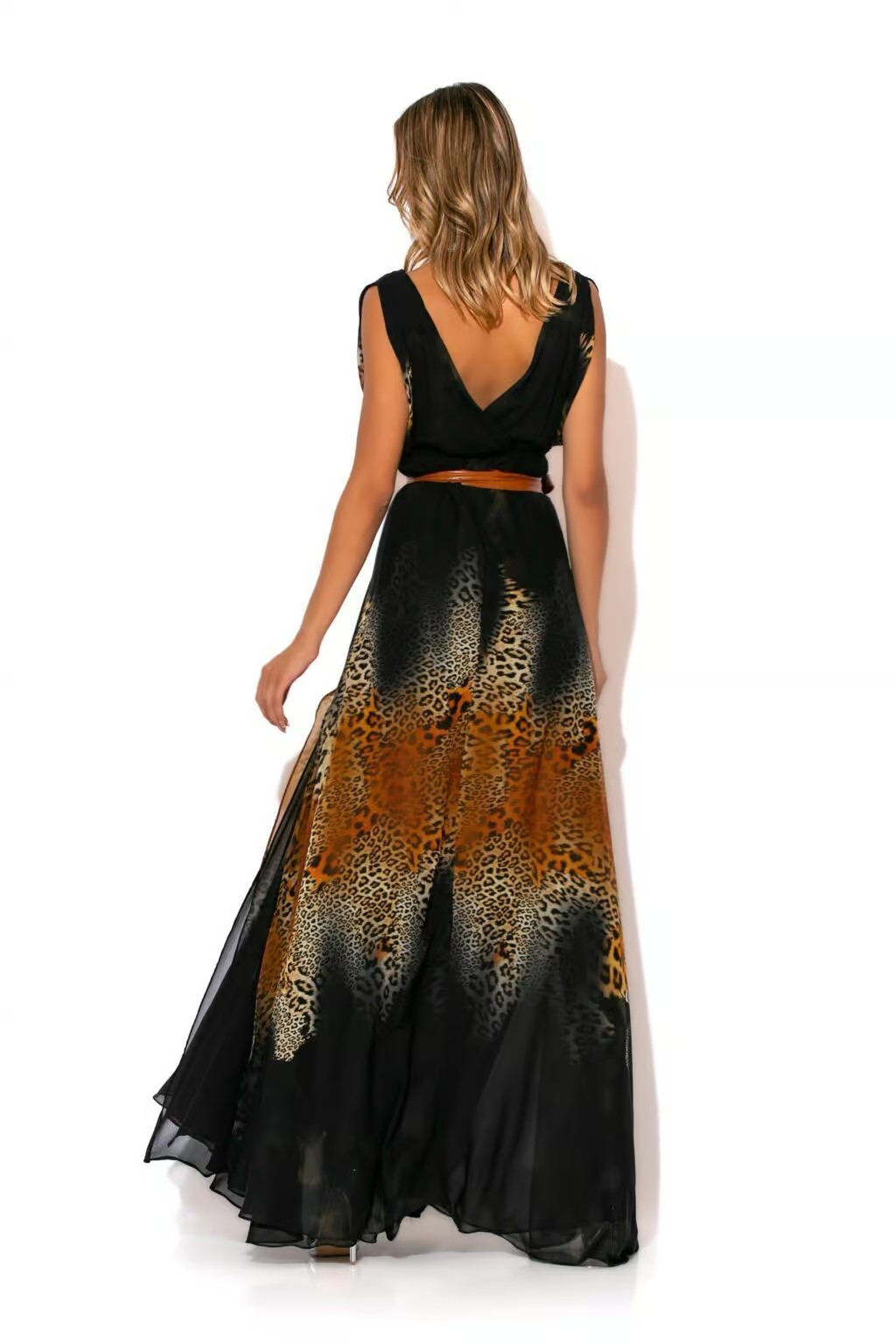 Leopard-print Chiffon long dress