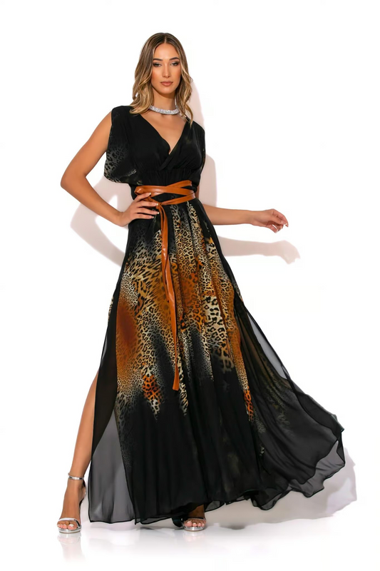 Leopard-print Chiffon long dress