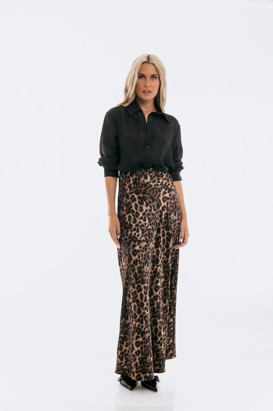 Φούστα maxi satin animal